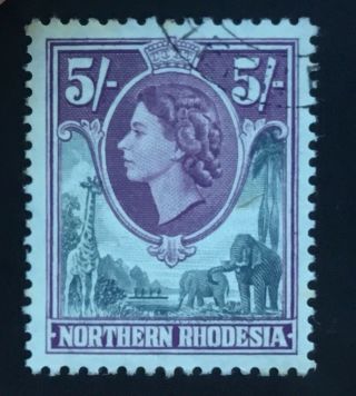 Northern Rhodesia Qe Ii 1953 5/ - Grey & Dull Purple Sg 72.  (cat £15)