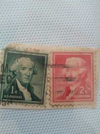Rare Washington One Cent Stamp Green And Rare Jefferson 2 Cent Stamp Red