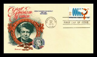 Dr Jim Stamps Us Womens Year Fdc Cover Scott 1571 Eleanor Roosevelt