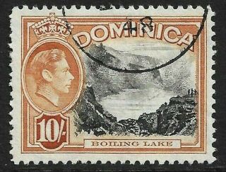 Dominica 1947 10/ - Black And Brown - Orange (boiling Lake) Sg108a Used/mounted
