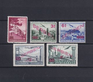 Germany 1941,  German Occupation World War Ii,  Serbia,  Mi 26 - 30,  Cv€100,  Mh