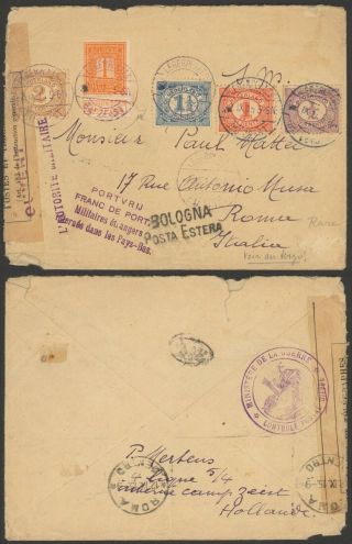 Netherlands Wwi 1915 - Pow Internee Cover To Roma Italy - Censor D39