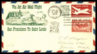 Mayfairstamps Us Fdc 1958 Jet Air Mail San Francisco To St Louis First Day Cover