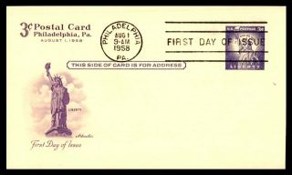 Mayfairstamps Us Fdc 1958 3 Cent Postal Card Statue Of Liberty Artmaster First D
