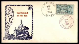 Mayfairstamps Us Naval Cover 1958 Uss Bauer De1025 Greyhound Of The Sea Wwb80781