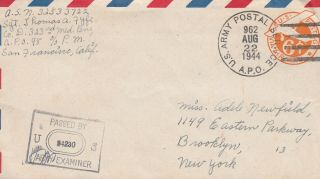 U.  S.  Army Postal Service Apo 962 Lihue,  Hawaii 1944 Censored Cover