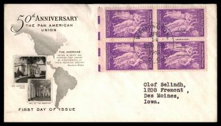 Mayfairstamps Us Fdc Pan American Union Block Map Of Americas First Day Cover Ww