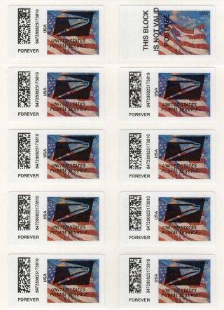 Apc/cvp/atm - Sheet Of Usps Eagle Overprint Errors On Flag Stamp (machine)