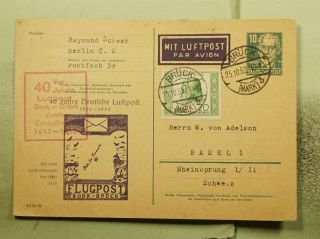 Dr Who 1952 Germany Bruck Uprated Postal Card Airmail To Switzerland E71573