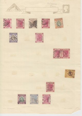 Hong Kong Page Of Queen Victoria Stamps Etc.  For Treaty Port Cancellations.