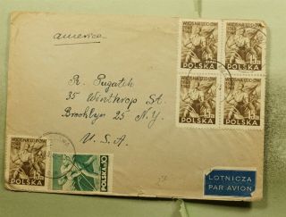 Dr Who 1948 Poland To Usa Block Air Mail C136368
