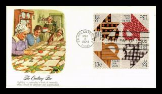 Dr Jim Stamps Us Quilts Folk Art First Day Cover Block Of Four Scott 1745 - 48