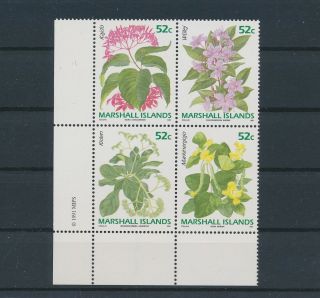 Lk50286 Marshall Islands 1991 Plants Flora Nature Flowers Block Of 4 Mnh