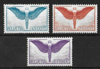 Switzerland 1924 Nh Airmail Complete Set Of 3 Michel 189z - 191z Vf