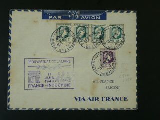 Reopening Of Flights France To Saigon Vietnam Cover Air France 1946