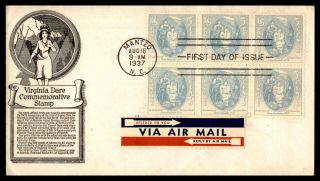 Mayfairstamps Us Fdc 1937 Virginia Dare Block Of 6 Anderson First Day Cover Wwb8