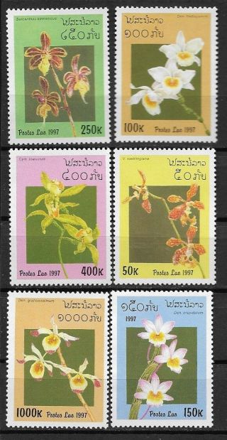 Laos 1997 Orchids Sc 1322 - 1327 Mnh