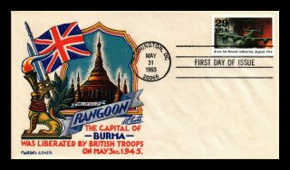 Dr Jim Stamps Us Ploesti Wwii Commemorative Fdc Cover Rangoon Liberated Fluegel