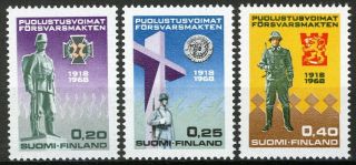 Finland 1968,  50 Years Of The Finnish Army Set Vf Mnh,  Mi 644 - 646