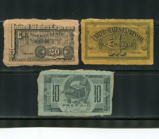 Usa 1854 Pre Paid Label Seal 3 Different Piece