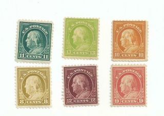 U.  S.  Stamps Scott 508 - 513 Set Of 6 Franklin Issues Cv 101.  00