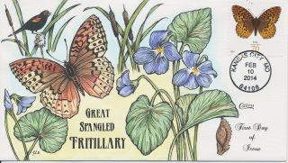 4859 Great Spangled Fritillary Butterfly Hand Painted Fred Collins Cachet First