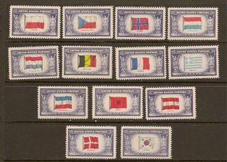 Us Stamps: 909 - 921 Overrun Countries Of World War Ii,  Nh