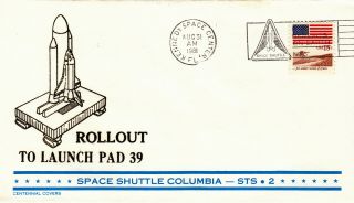 1981 Sts - 2 Columbia Rollout; Ksc 8/31 - Centennial Cachet