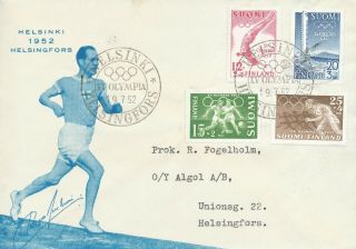 Finland 1952 Fdc - Olympic Games Helsinki 1952 - Cover - First Day - Paavo Nurmi