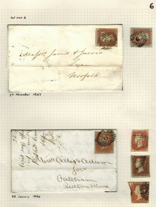 Gb Qv 1d Red Imperf X 4 With 2 X Wrappers No.  6 London Inland Section Cancel