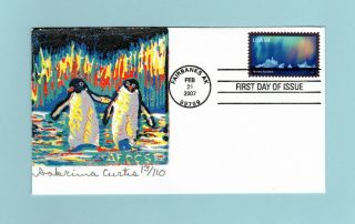 U.  S.  Fdc 4123 Rare Sabrina Curtis Cachet - The Aurora Australis Stamp