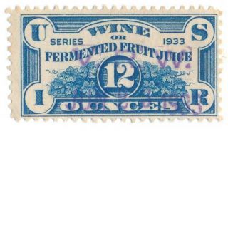 1933 U.  S.  Internal Revenue Fermented/wine Fruit Juice Stamp 12 Oz Ref4