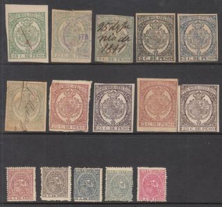 Spain Caribbean Island Colony Timbre Movil Revenues 15 Diff Stamps 1888 - 98