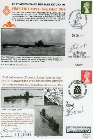 2 Rare Fdcs,  Royal Navy,  Ww2,  Hms Submarines,  Dso - Dsc - Dsm - Signed