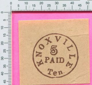 Tn Knoxville Tennessee 5c Paid Confederate Handstamped Envelope Reprint Stamp