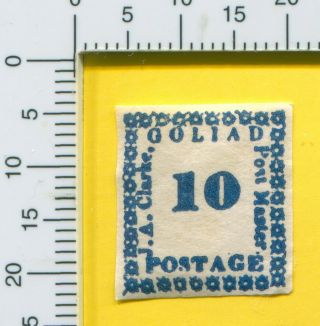 Us Csa Tx Goliad Clarke Pm 10c Confederate Provisional Counterfeit Stamp