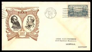 Mayfairstamps Us Fdc 1937 Washington Dc Jackson And Lee Army Officers First Day