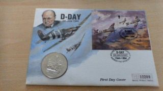 1994 Guernsey D - Day Anniversary Mini Sheet £2 Coin Cover
