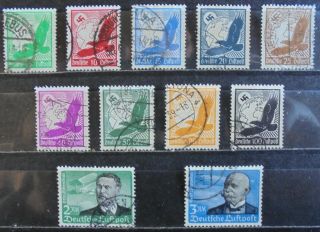 German Reich 1934 Air Stamps,  Complete Set Of 11 Vfu