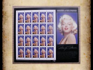 Us Scott 2967 Marilyn Monroe Legends Of Hollywood 1995 Mnh Sheet Of 20 32 Cent