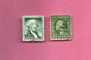 1912 - 1922 Green George Washington Rare 1 Cent Stamp U.  S.  J - 60