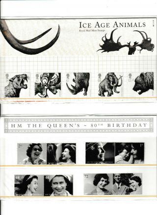 2 Presentation Packs From 2006 Ice Age Animals & Queens 80th Bdy 382/3