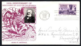 California Gold Centennial Stamp 954 Crosby First Day Cover Fdc (1494)