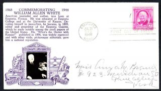 William Allen White Stamp 960 Crosby First Day Cover Fdc (1496)
