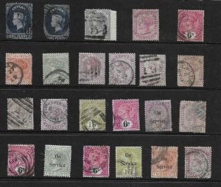 Stock Page Of 23 Ceylon Queen Victoria British Commonwealth Stamps