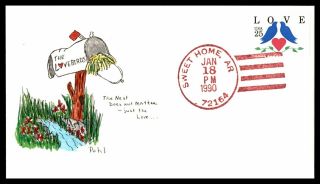 Mayfairstamps Us Fdc 1990 Arkansas Love Birds Pohl Hand Painted First Day Cover