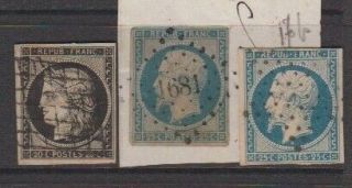 France: 20c Ceres Imperf And 2 25c Napoleon Vfu
