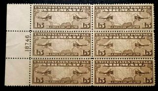 Buffalo Stamps: Scott C8 Airmail Plate Block,  Nh/og & Vf,  Cv = $100