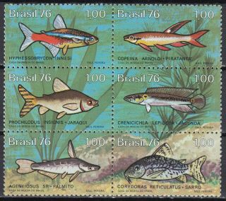 1976 Brazil Marine Life Fish Stamps Mnh