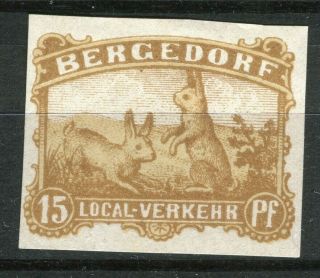 Germany 1860s - 70s Bergedorf Privat Local Post Hinged 15pf.  Value,  Imperf